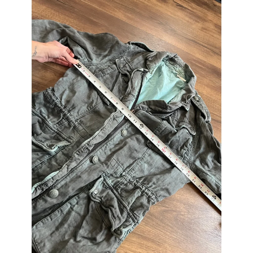 Free People double cloth jacket military drawstring M